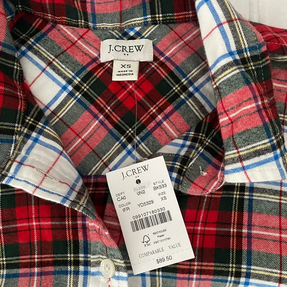 J. Crew Christmas Holiday Plaid Shirt - Picture 2 of 2